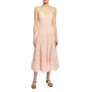 NWT $440 ALICE + OLIVIA Shanti Button-Front Tiered Maxi Dress in size 12!